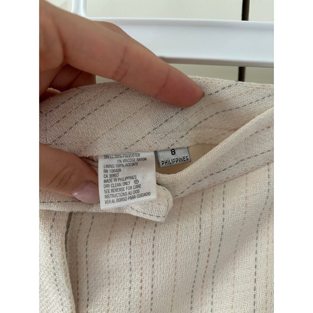 Cream Striped Dress Pants Size 8, Pre-Owned - Picture 7 of 9